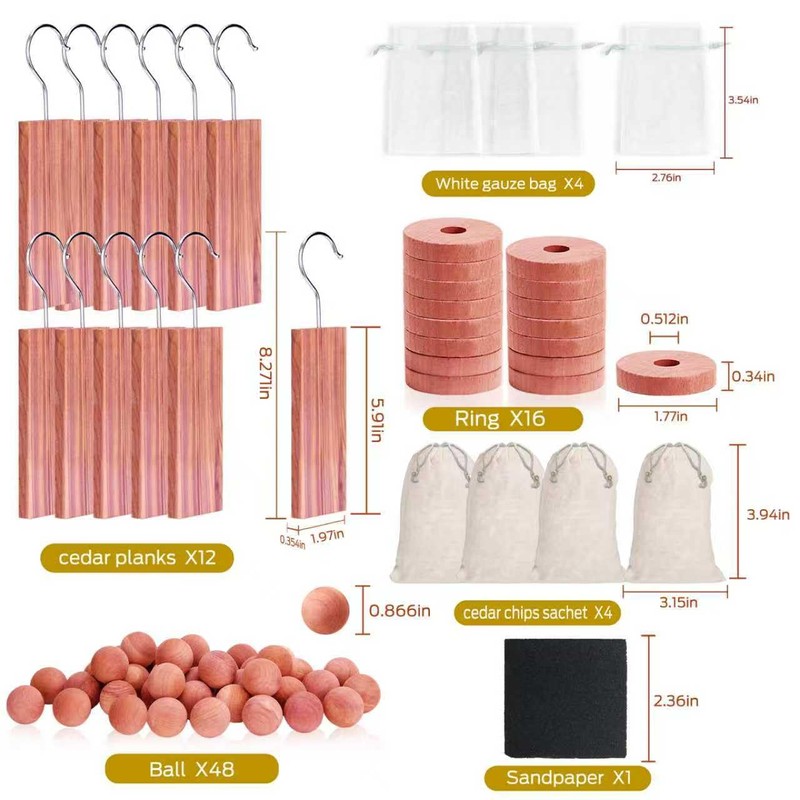 Cedar Blocks for Clothes Storage 80Pcs, Cedar Ball and Chips