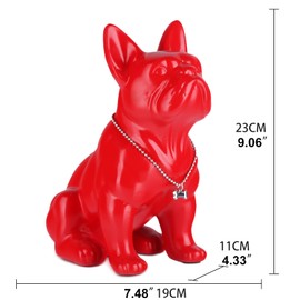 XYQXYQ French Bulldog Statue Metal Colorful Sitting Resin Dog Statue British Bulldog Home Decoration French Bulldog Statue Outdoor Statue (9in,Red)