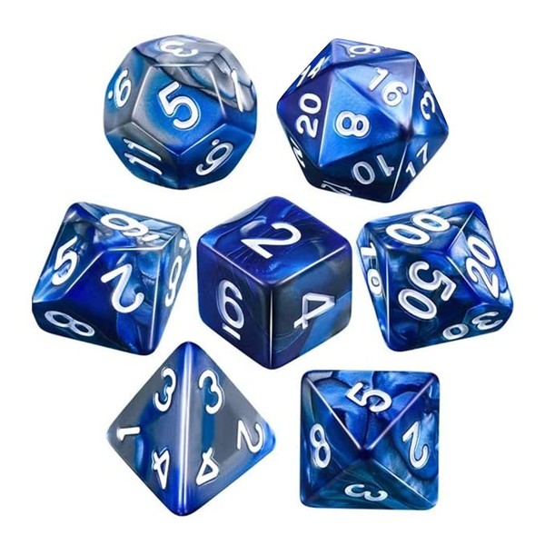 XSAJU TRPG Dice, Polyhedral Dice, 7 Pieces, 4, 6, 8,