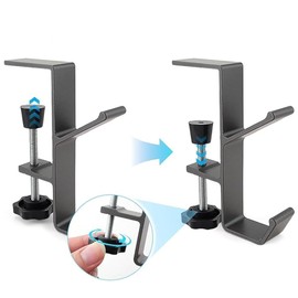 RXKFIGX Headphone Hanger with Double Hooks Adjustable Desk Edge Hook Desk Clamp Bag Hook Metal Headphone Hook Under Desk Hanger Holder for Reduce Desk Clutter Table Desk Table Hanging Storage