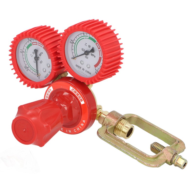 Acetylene Pressure Reducer 8mm Inlet Port Dual Display Shockproof Acetylene