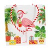 Caspari Christmas Flamingos Small Square Gift Bag, 2 Count