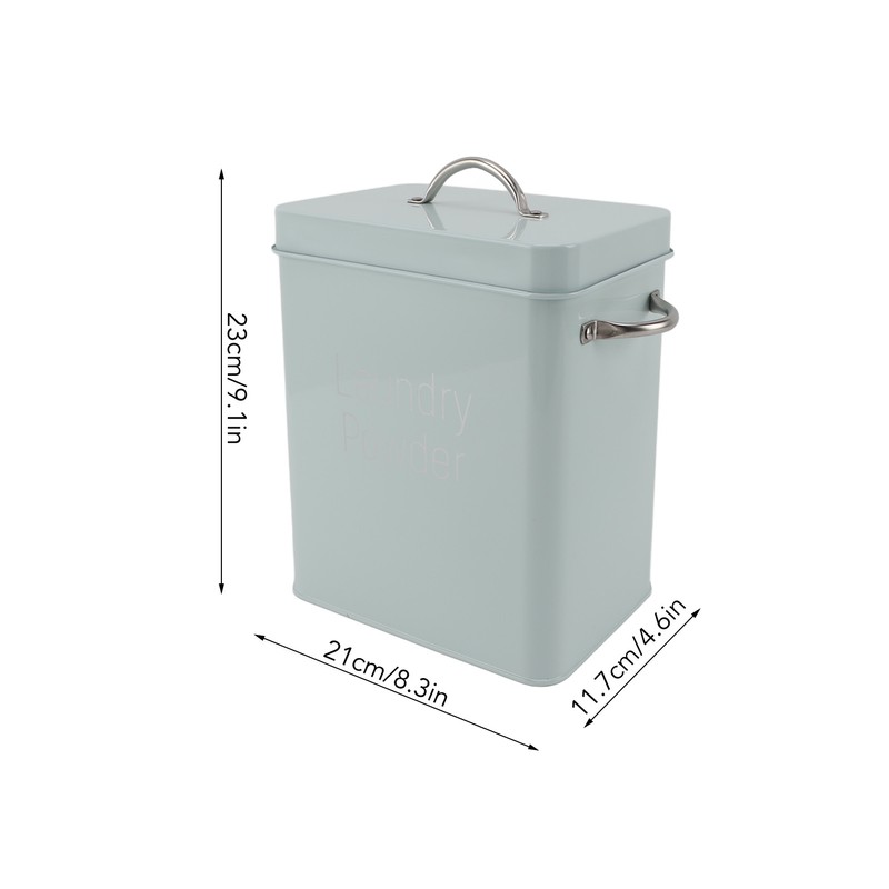 Metal Laundry Room Container with Dual Side Handles with Spoon