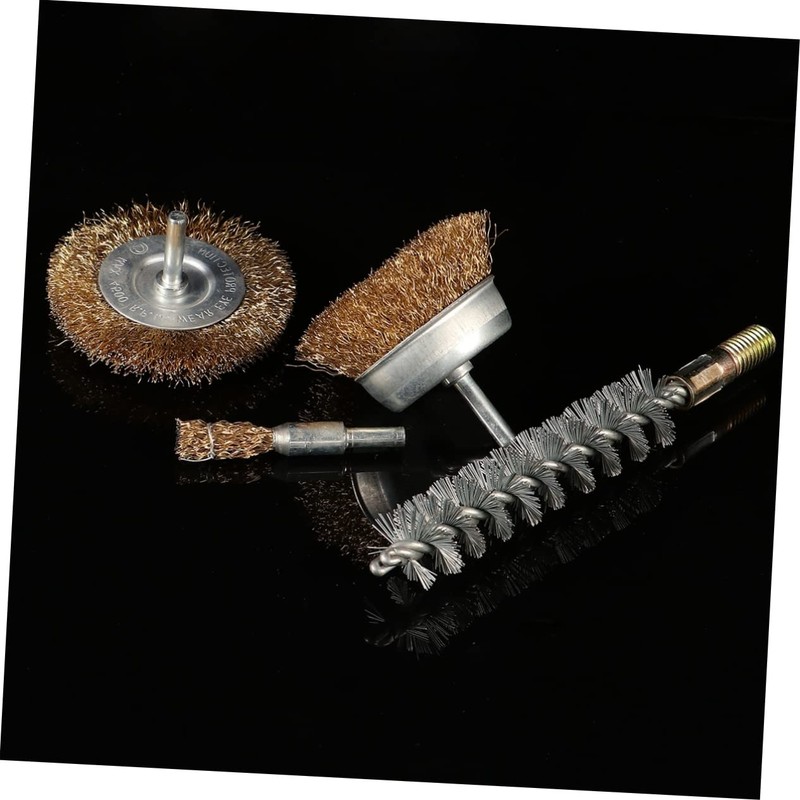 Baluue 4pcs Wire Wheel Brush Polishing and Cleaning Abrasive Rotary