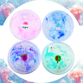 4 Pack Clear Slime, Crystal Scented Slime Super Soft, Pre-Made Slime Toy for Kids 4-12, Birthday Slime Party Favors, Slime Bulk for Boys Girls