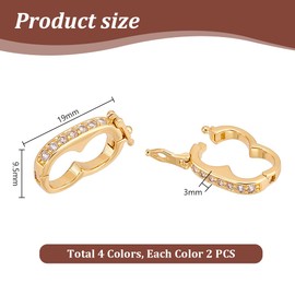 PH PandaHall 8pcs 4 Colors Brass Necklace Shortener Clasp, Cubic Zirconia Infinity Shortener Enhancer Clasp Mini Pearl Enhancer Push Clasp with Secure Lock Connector for Bracelets Jewelry Making