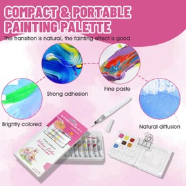 WEILAOK Mini Watercolour Travel Set, Pocket Watercolour Set, Watercolour Travel Set, 12 Colours, Watercolour Paint, Portable Watercolour Paper, 16 Colours Palette for Artists, Students