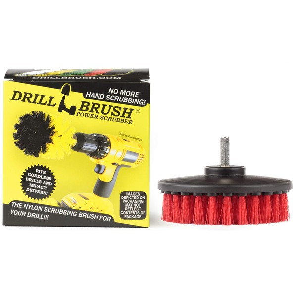Red Drill Brush Heavy Duty Cleaning Brush with Stiff Bristles by Drillbrush