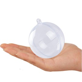 Clear Baubles to Fill x12 Transparent Plastic Fillable Christmas Baubles - 6cm
