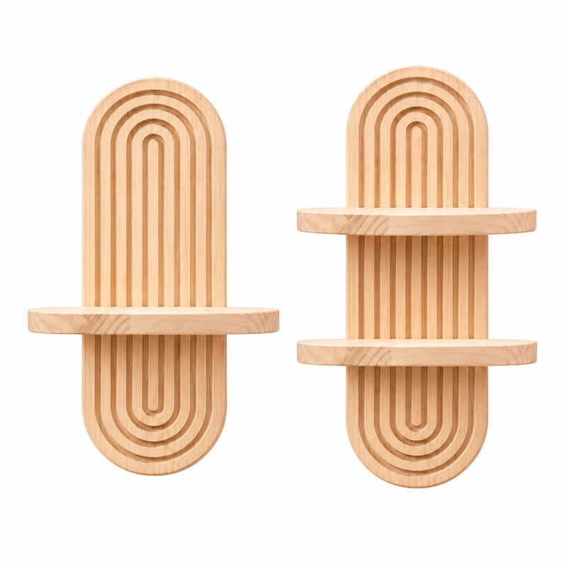 Boho Wooden Wall Shelf for Display & Storage – Single