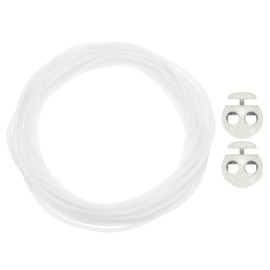 PATIKIL 5.5 Yards Hollow Pipe Rubber Cords with 2-Hole Plastic Cord Locks, Hollow Tubing Rubber Pipes Barber Cords for Knitting DIY Craft Needle Point Protectors, White