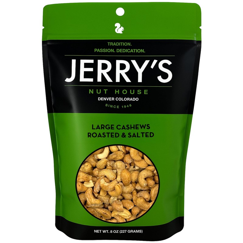 Large Cashews, Roasted & Salted - Jerry’s Nut House: Premium