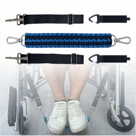Adjustable Wheelchair Footrest Strap with Buckles – Universal Foot Sling & Woven Tape Support for Elderly, Injured or Disabled (Black+Blue)