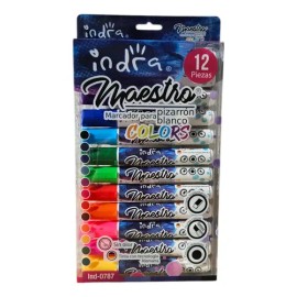 12 Marcadores Colores Pizarron Blanco Indra Plumon Pizarra                                                                                            