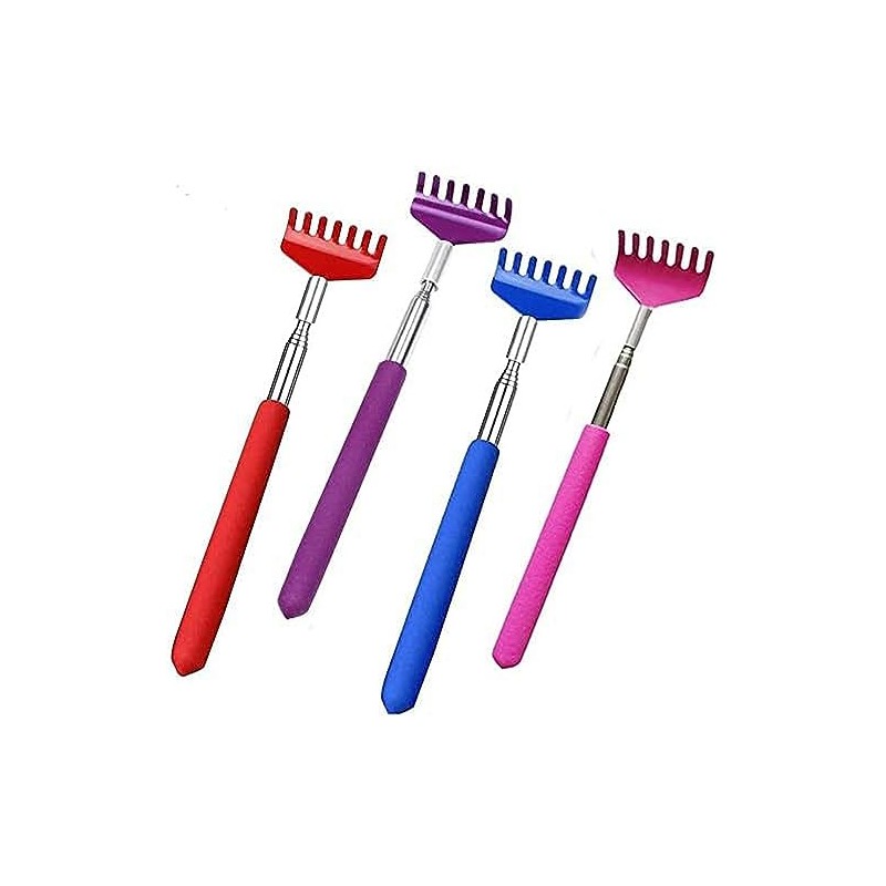 4-Piece Back Scratcher, Stainless Steel Telescopic Back Scratcher, Portable Back