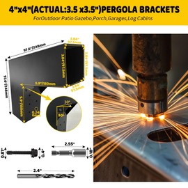 DEVALLEY 2-Way 30-Degree Slant Pergola Brackets Kit, DIY L-Shaped Woodwork Brackets for 4" x 4" (Actual:3.5"x3.5") Lumber for Patio Pergolas, Gazebos, Log Cabin W/Hardware - 1 Pack