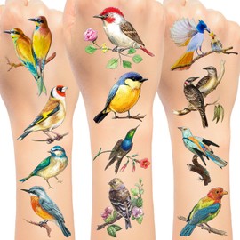 192 PCS Bird Temporary Tattoos Stickers, Small Rainforest Bird Party Favors Birthday Party Decorations Supplies for Kids Boys Girls Classroom Rewards, 16 Sheets