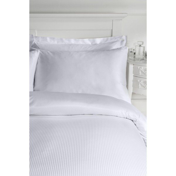 Catherine Lansfield Satin Stripe 300 Thread Count Standard Pillowcase Pair Grey