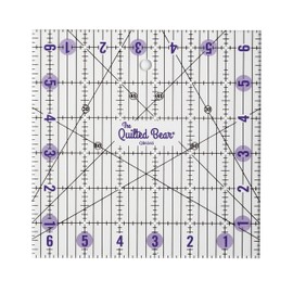 The Quilted Bear Quilting Rulers - Transparent Acrylic Non Slip Quilting & Patchwork Ruler with Clear Black Lines & 30, 45 & 60 Degree Angles (6.5" x 6.5")