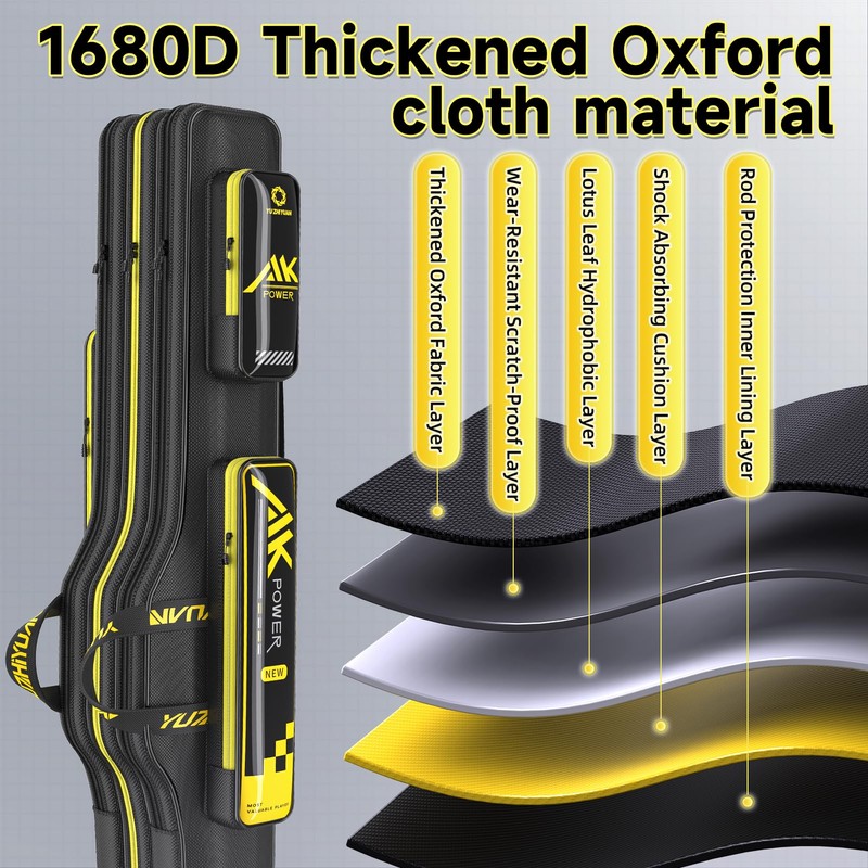 yuzhiyuan Fishing Rod Case & Bag Triple-Layer - 1680D Oxford,