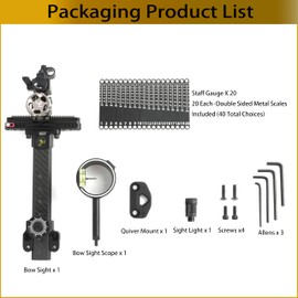 Single Pin Compound Bow Sight 0.019" Fiber 4X 6X 8X Carbon Fiber Long Bar Micro Adjustable Bow Sight High-end Competitive Outdoor (Only Bow Sight)