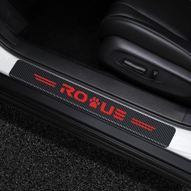 MAXDOOL 4Pcs for Car Door Sill Protector Reflective 4D Carbon Fiber Sticker Decoration Door Entry Guard Door Sill Scuff Plate Stickers Accessories for Rogue (Red)