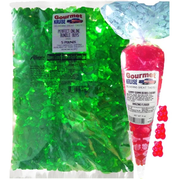 Green Gummi Gummy Bears Apple Albanese - Bulk Candy 5lb
