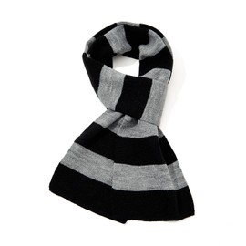 American Trends Winter Scarf for Men Knit Striped Scarf for Fall Long Winter Soft Knit Fashion Classic Neck Scarves Black & Grey