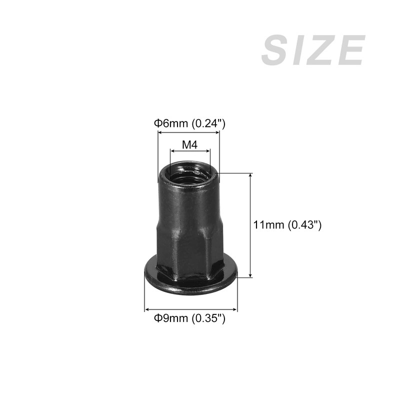 METALLIXITY Rivet Nuts (M4) Pack of 50 Carbon Steel Half