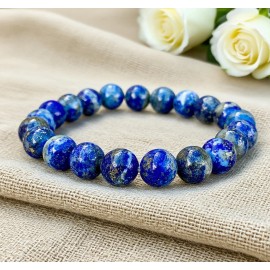 Unbranded Lapis Lazuli Bracelet 8mm Round Healing Crystal Gemstone Beaded Stretch Bracelet