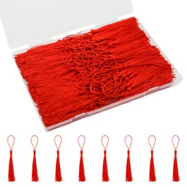 Pocoxll 150 Pcs Handmade Mini Tassels, 13cm/5 Inch Bookmark Tassels for DIY Crafts (Red)