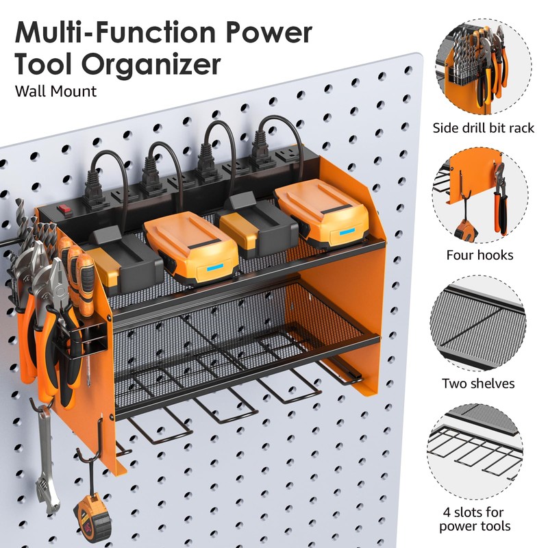 CCCEI Modular Power Tool Organizer Wall Mount with Charging Station.