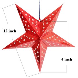 Auony Paper Star Lantern Lampshade,6 Pack 3D Paper Star Christmas Hanging Ornaments for Christmas Wedding Birthday Party Home Classroom Decorations