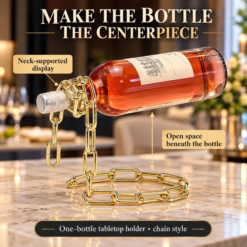 Floating Wine Bottle Holder Decorative Chain and Rope Style Wine