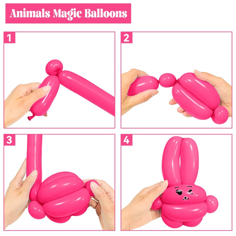 100 pcs 260 Long Balloons (Hot Pink Balloons)
