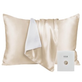 GENKINU Silk Pillowcase One Side 100% Silk Pillow Cover, Washable, 22 Momme, 6A Rank Silk, Includes Authenticity, Verifiable Samples, Moisturizing Hair, Antibacterial, Deodorizing, Beautiful Hair,