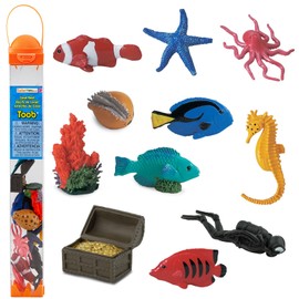 Safari Ltd. Coral Reef Toob - 11 Marine Life Figurines - Scuba Diver, Fish, Treasure, and More - Educational Toy Set for Boys, Girls, and Kids Ages 3+