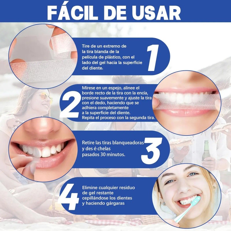 28pares Tira Tiras Blanqueadoras Dientes Blanquear Eficaces Limpiar Eliminar Manchas