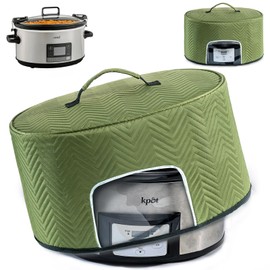BAGSPRITE Slow Cooker Cover with Aluminum Foil Lining for Crock-Pot & Hamilton Beach 6, 7, 8 Quart Oval Slow Cookers – Appliance Dust Cover with See-Through Window