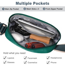 DMLuna Small Crossbody Bags for Women Trendy, Lightweight Waist Pack for Women & Men, Mini Belt Bag, Waist Bag with Adjustable Strap for Running Workout Traveling, Dark Green