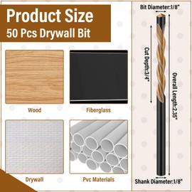 Tondiamo 50 Pcs Drywall Bit Drywall Guide Point Cutting Router Bits Tools for Use with Spiral Saw (1/8")