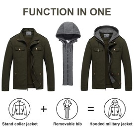 Pursky Men's Winter Coats Utility Work Wear Casual Military Canvas Lapel Jacket Army Green 3XL