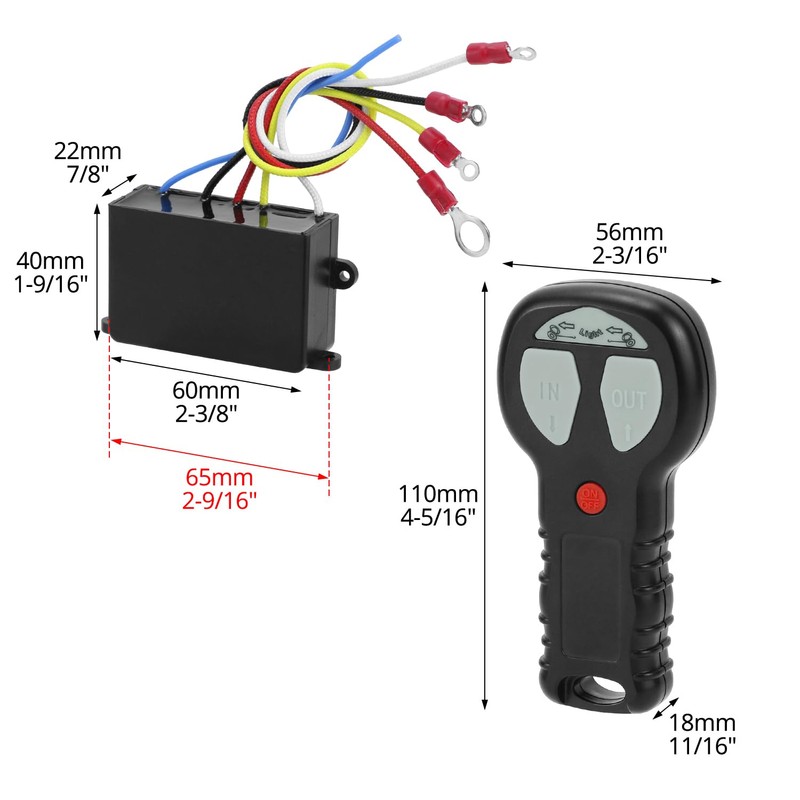 QWORK Wireless Winch Remote Control Kit IP68 Waterproof DC12-100V, Control