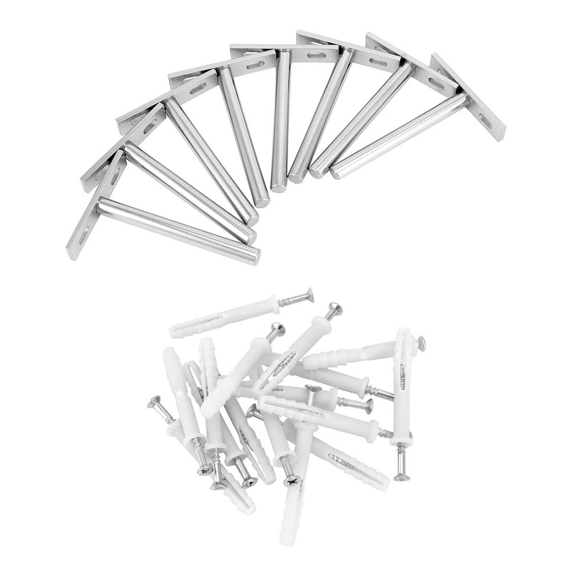 QWORK® Pack of 8 Invisible Shelf Brackets - 100 mm