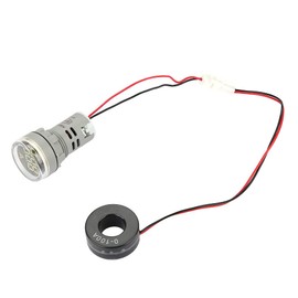 0-100A Round Clear LED Digital Display Current Meter Ammeter Compact Stable AC Signal Indicator Light (White)