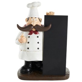 Deco 79 Polystone Chef Decorative Sculpture Home Decor Statue with Chalkboard, Accent Figurine 8" x 5" x 11", Black