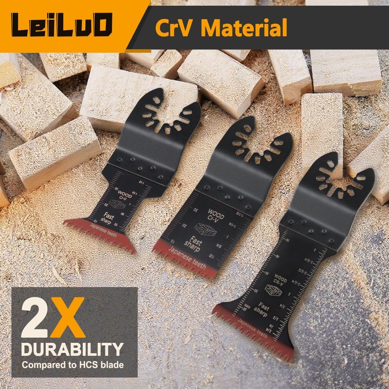 LEILUO 7 Pcs Oscillating Tool Blade Japanese Teeth Extra Long
