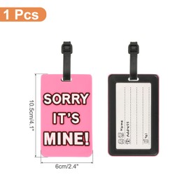 PATIKIL Luggage Tag (Sorry It's Mine), PVC Funny Travel Baggage Bag Tag Suitcase Identifier Label for Women Men, Hot Pink