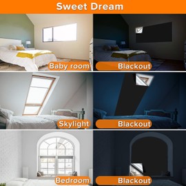 Wudlad Window Blackout Fabric, Sold by the Metre, 3 x 1.45 m, Portable Blackout Roller Blind, No Drilling, Window Blackout Window Velux, Roof Window Blackout, Children's Room, Blackout Film