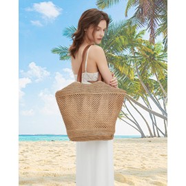 YIKOEE Straw Summer Beach Tote Bag for Women Woven Shoulder Handbag for Vacation 2025